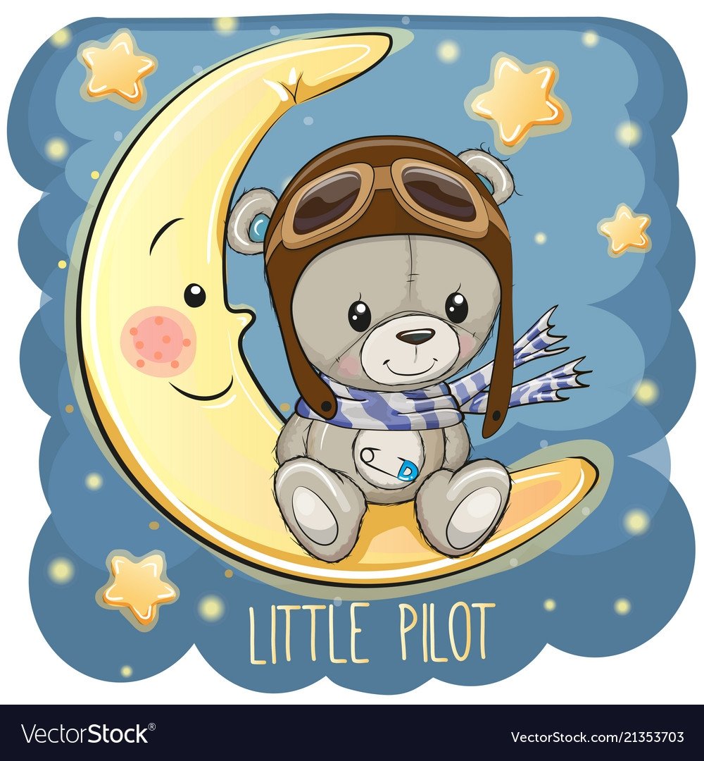 Мишка на Луне в пижаме