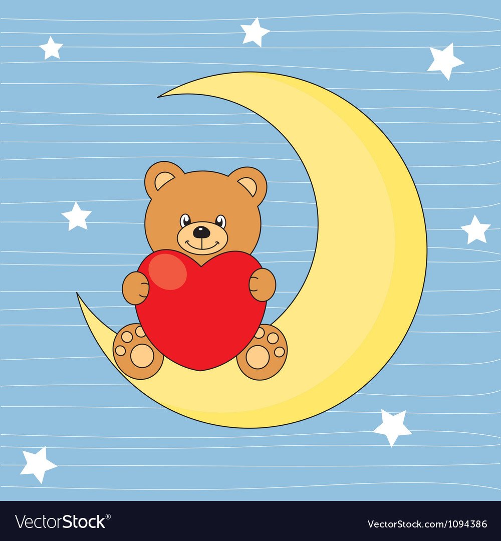 Принт Медвежонок спит на Луне