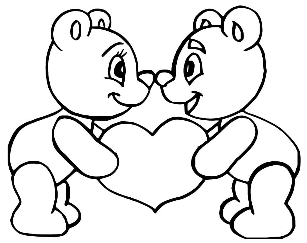 Раскраска мишка с сердечком