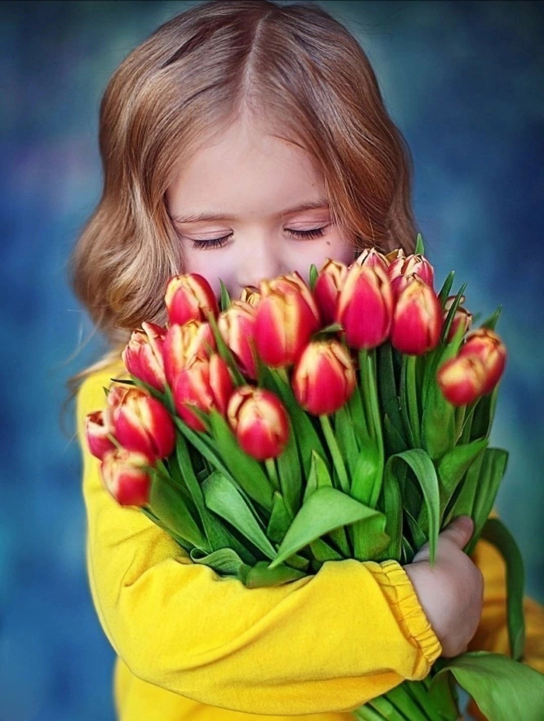 Добрые пожелания с тюльпанами