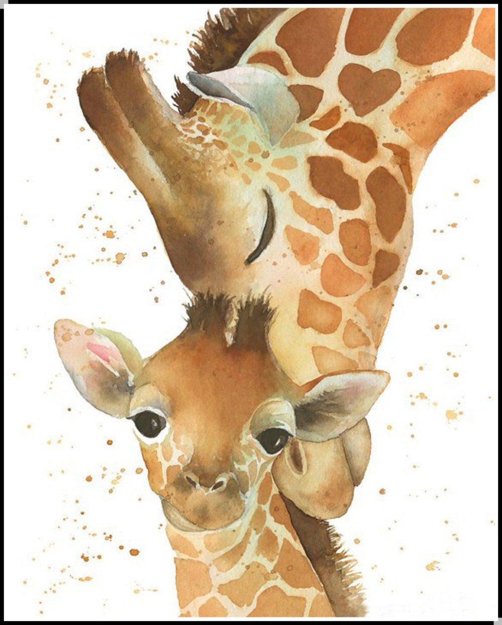 Жирафы акварелью