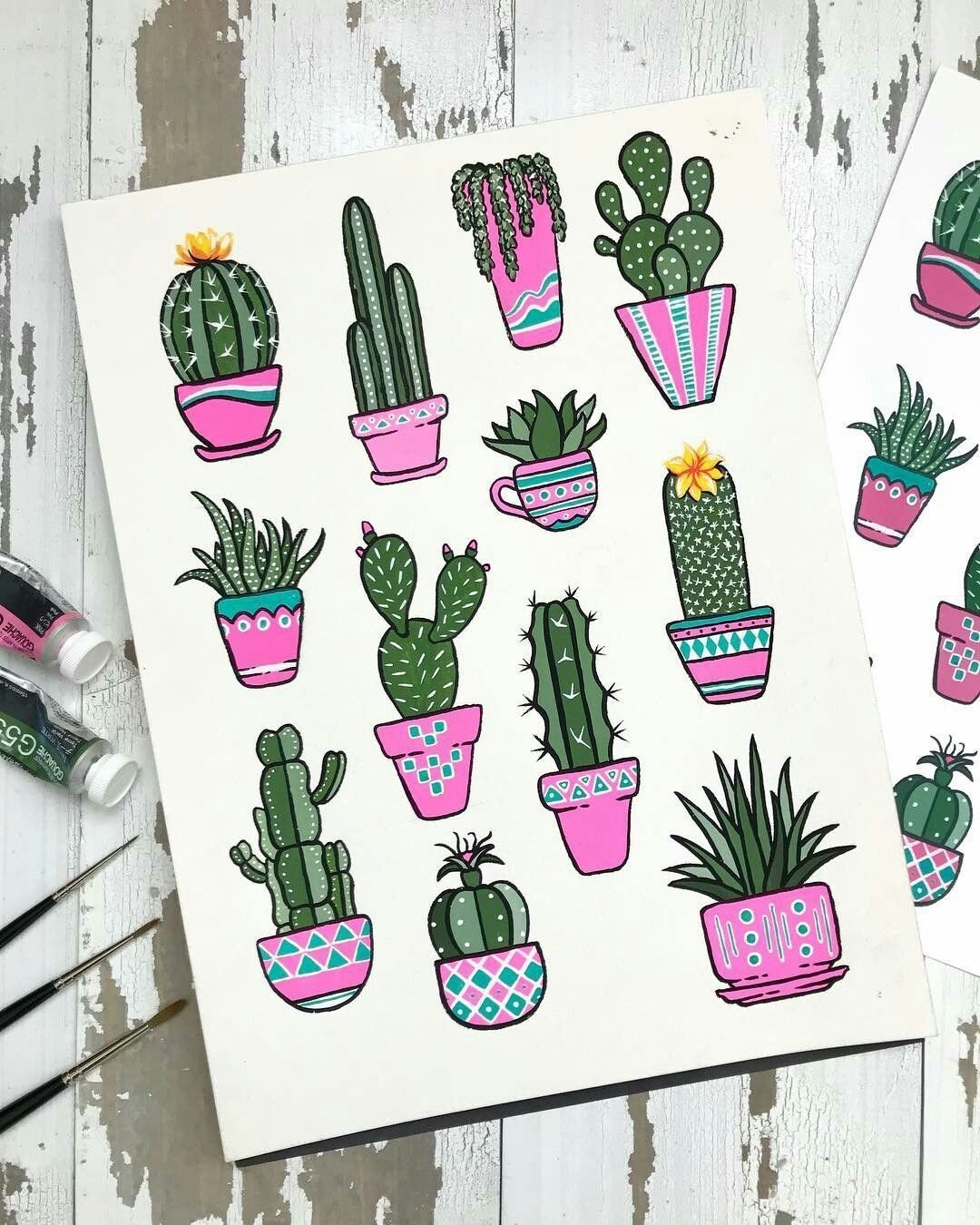 Милые кактусы для срисовки