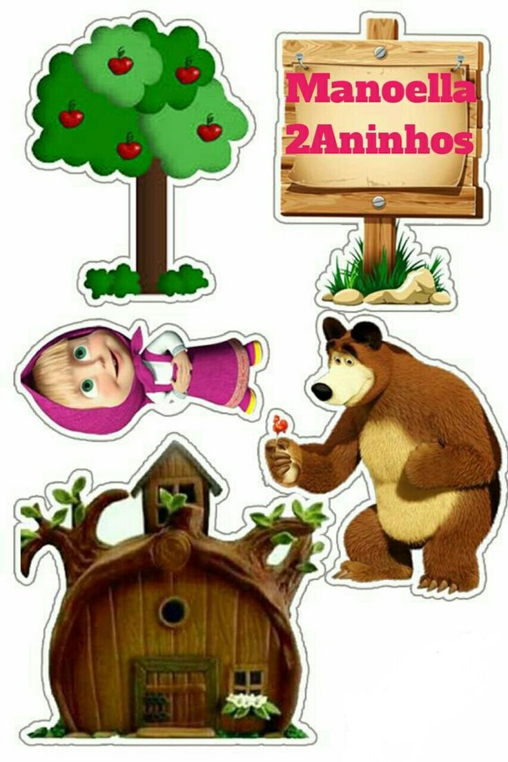 Маша и медведь дерево на белом фоне