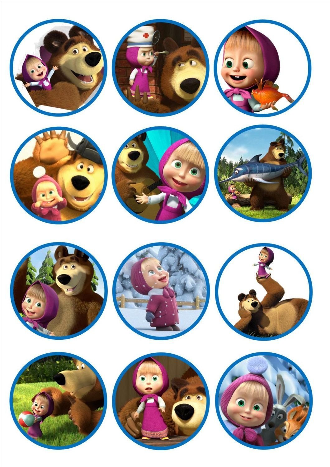 Вафельная печать Маша и медведь