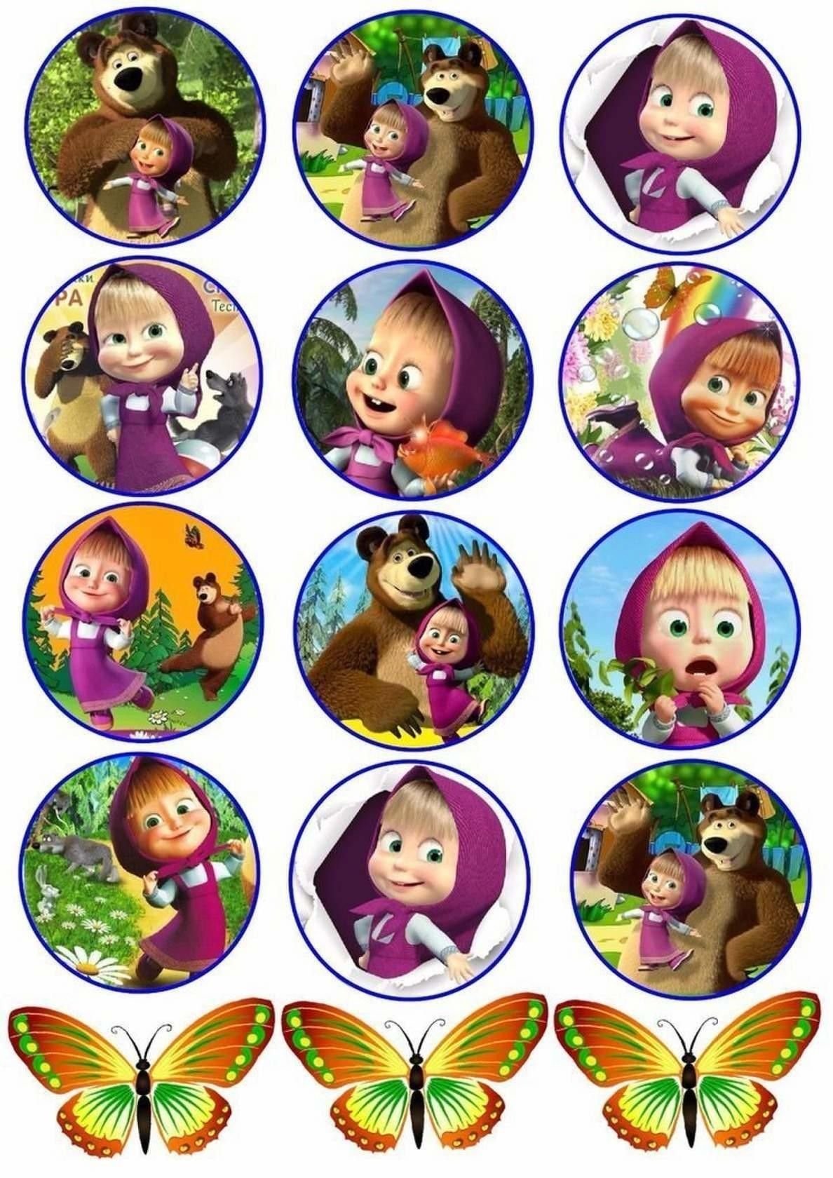 Маша и медведь для капкейков