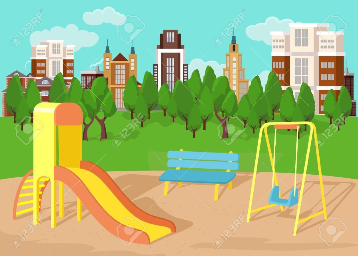 Детский двор с детьми