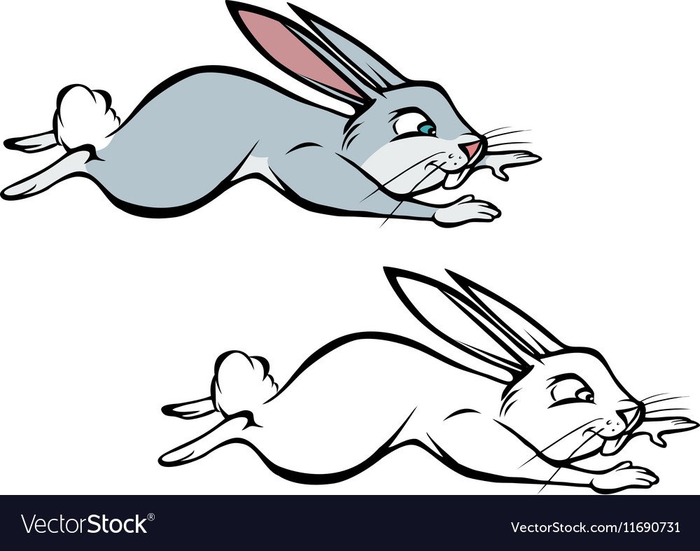 Зайцы прыгают друг за другом рисунок