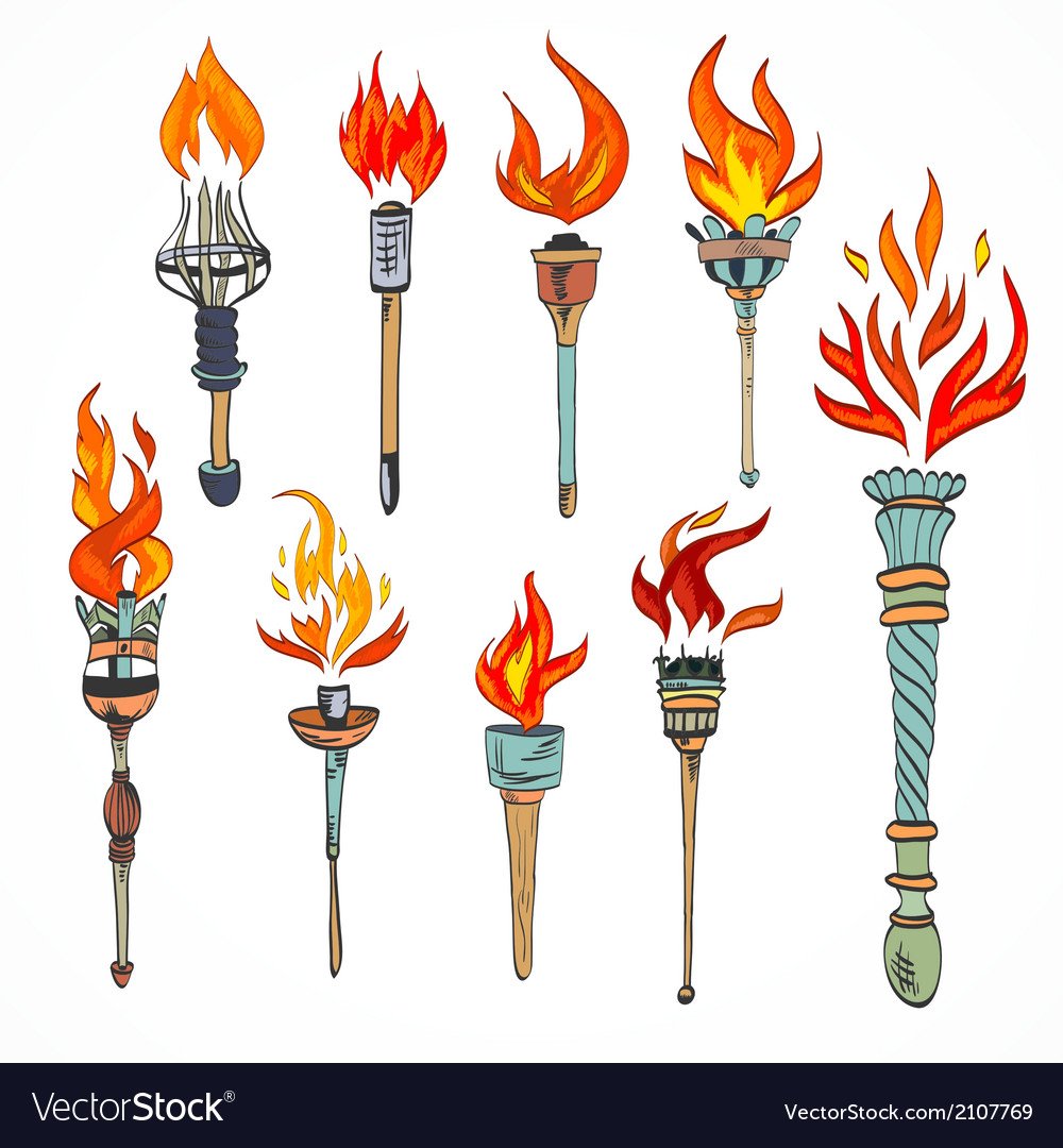 Огонь факел вектор