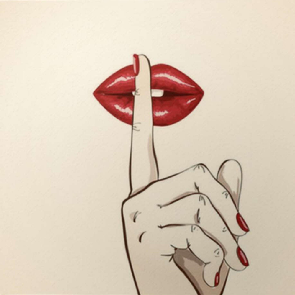 Нарисованная девушка с маникюром