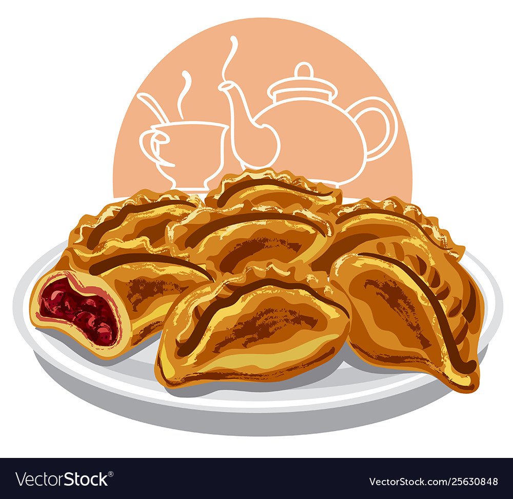 Пирожки на тарелке вектор