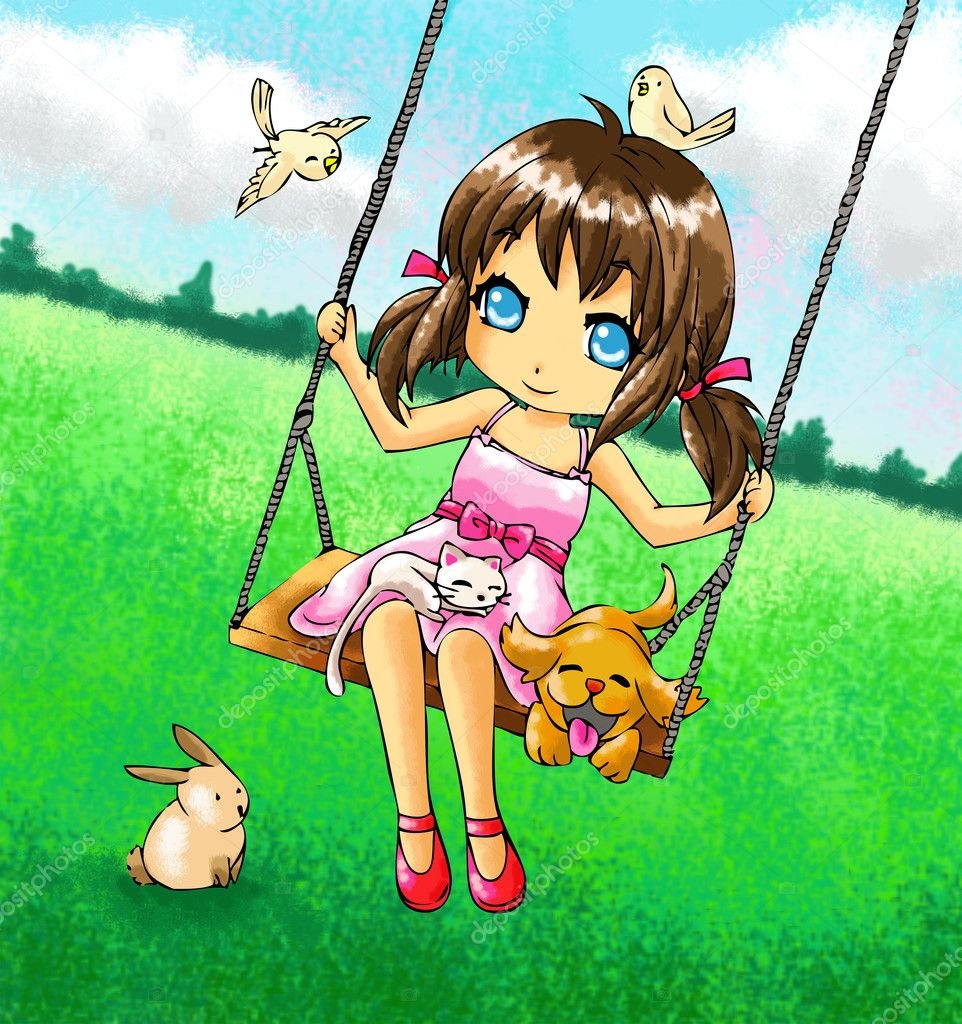 Девушка на качелях Эстетика