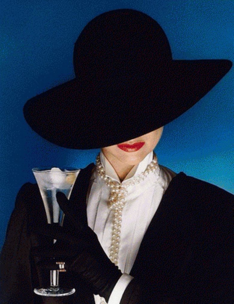 Картинка дама в черной шляпе