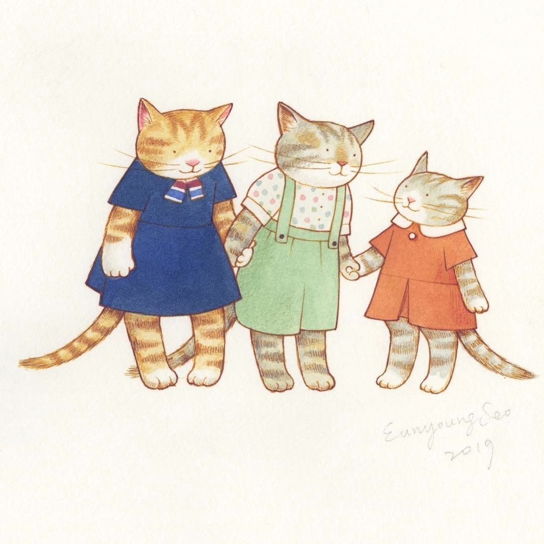 Котятки в перчатках рисунок