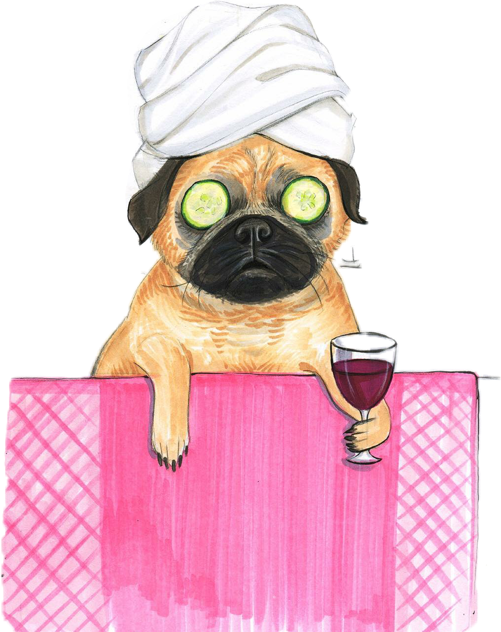 Мопс в ванной