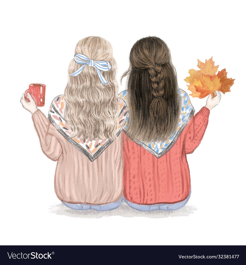 Модные иллюстрации мама и дочь