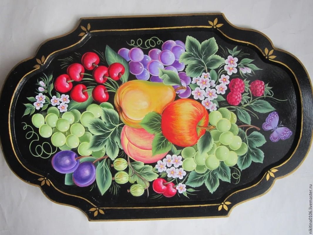 Урало-Сибирская роспись подносы