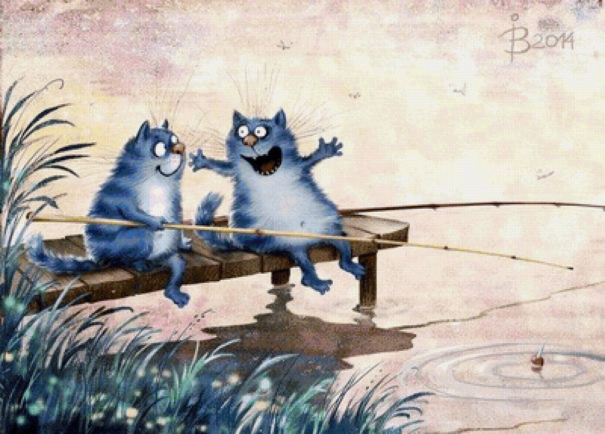 Раскраски для детей кот Рыбак