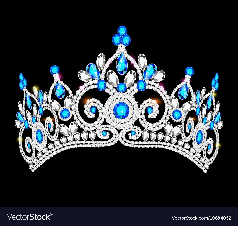 Корона с синими камнями на белом фоне