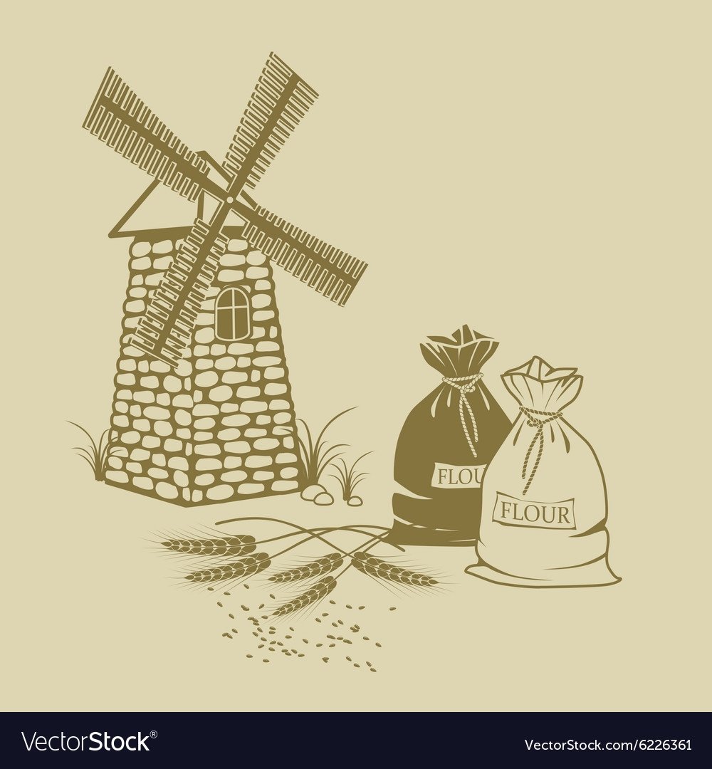 Мельница мука вектор