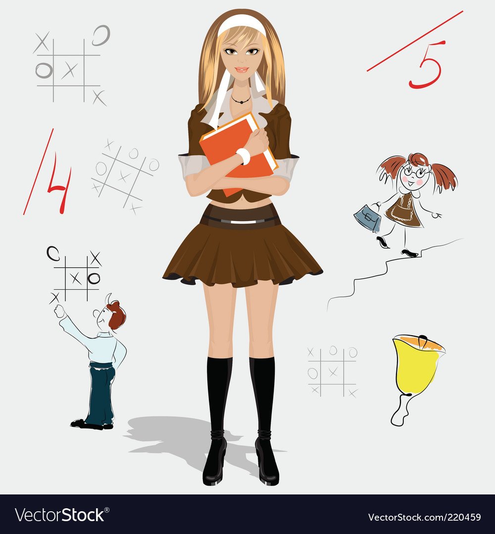 Карикатура девочки школьницы
