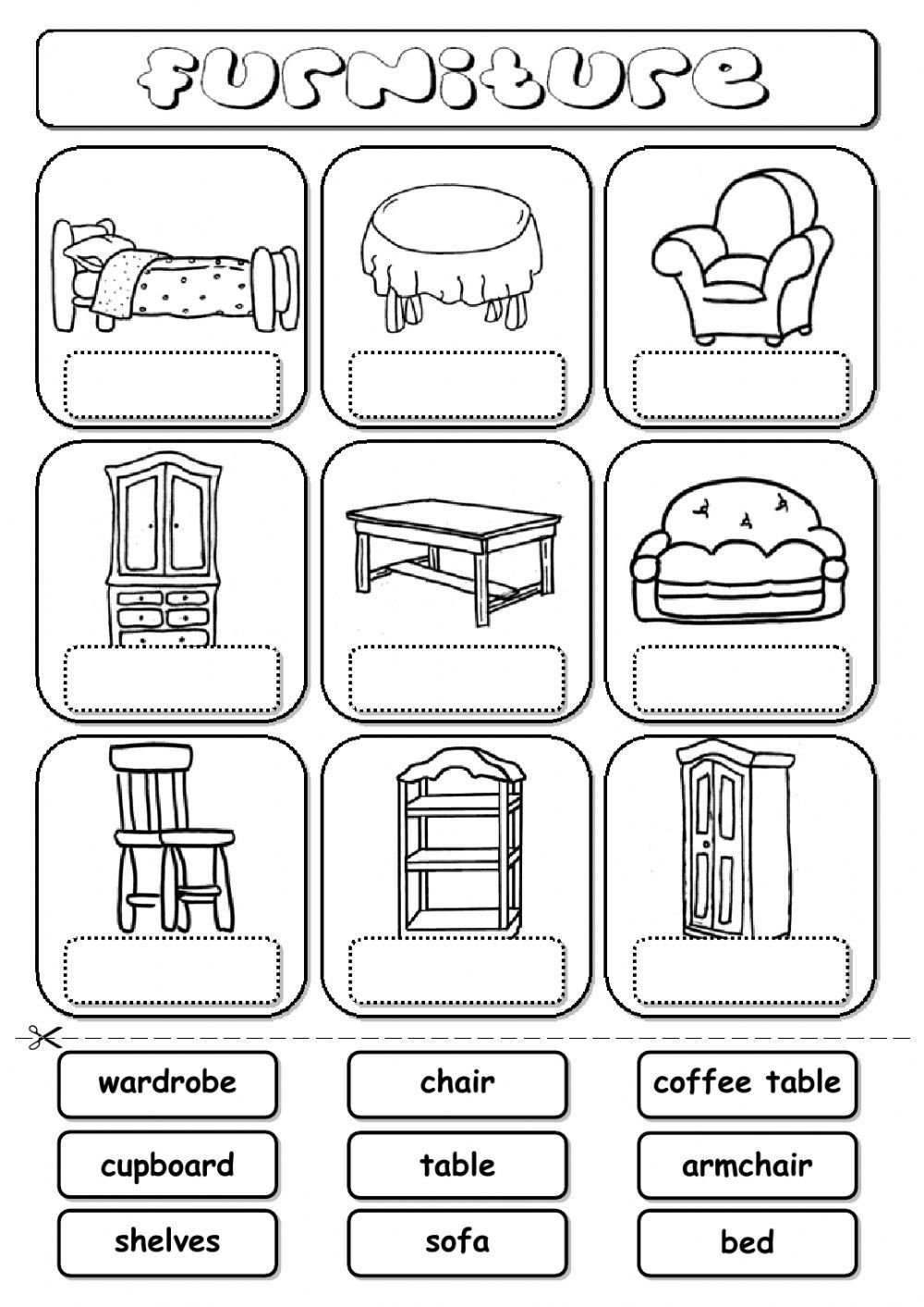 Нарисованная мебель для кукольного дома