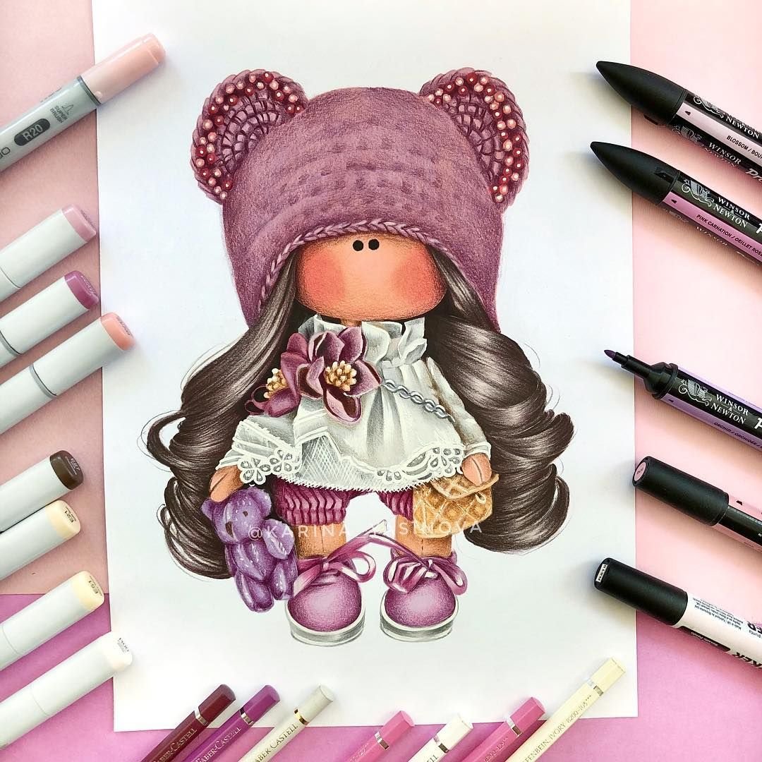Интерьерная кукла акварель