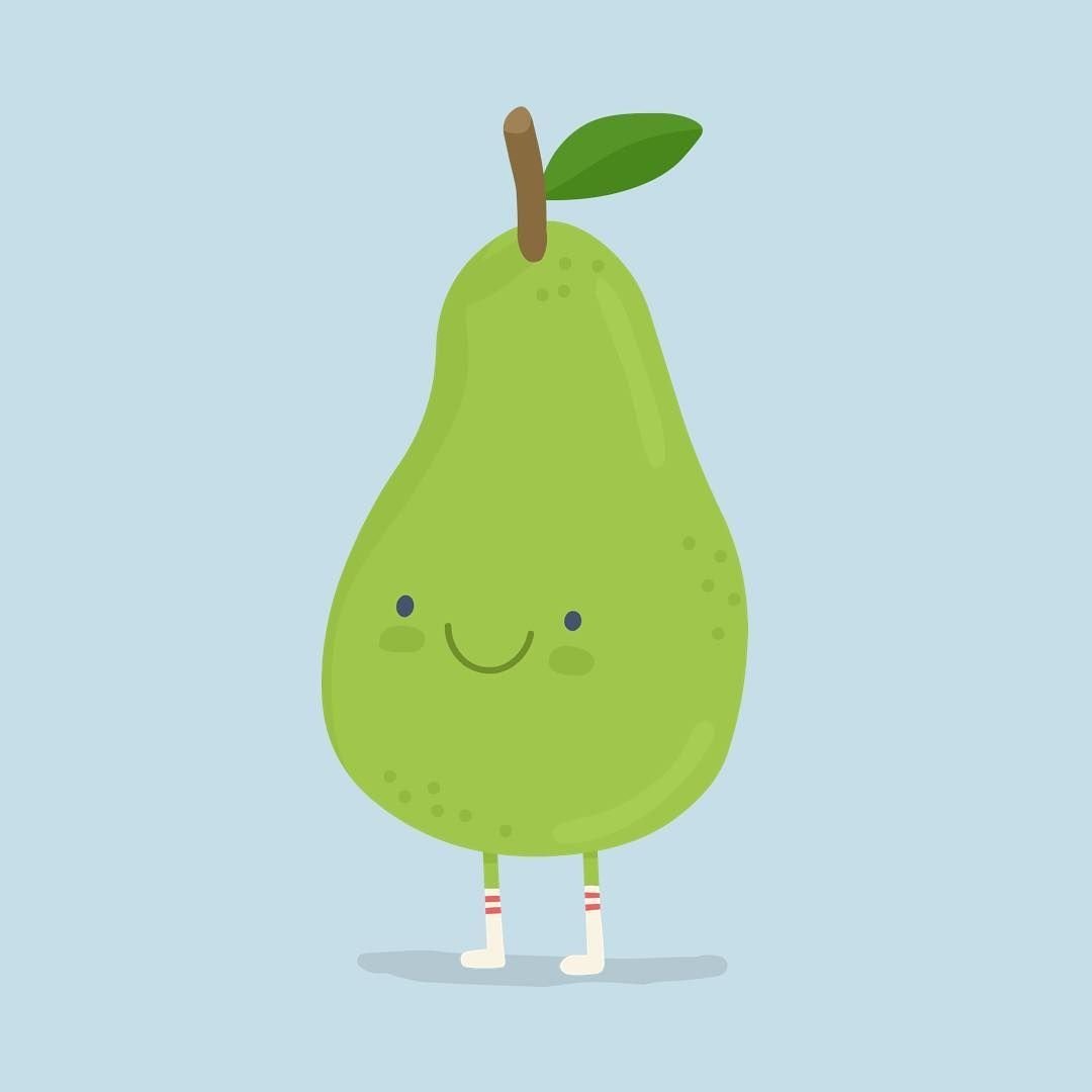 Груша зеленое мультяшное