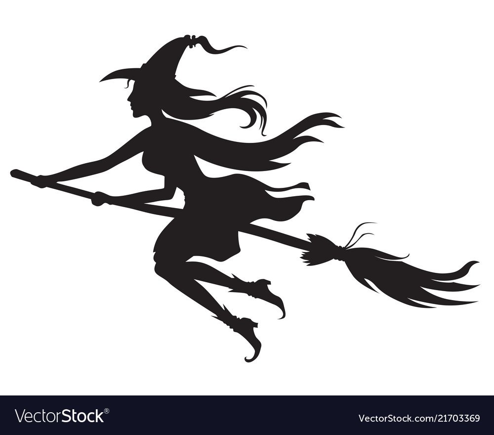 Ведьма на метле силуэт