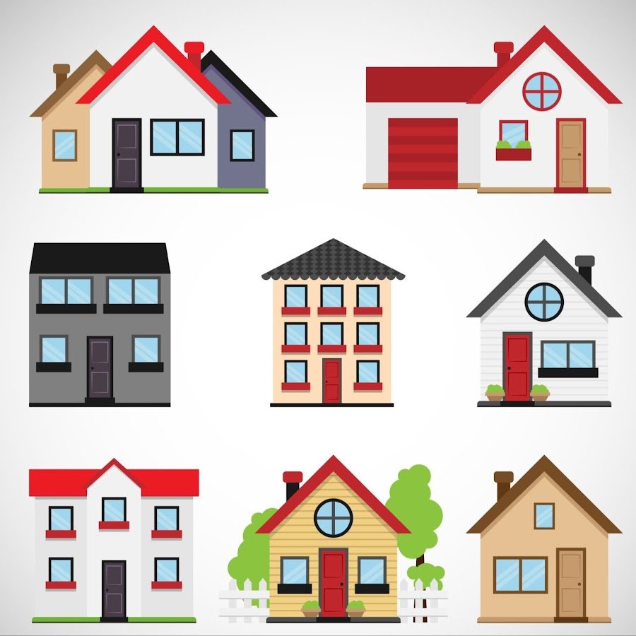 Иллюстрации многоэтажных и одноэтажных домов для детей