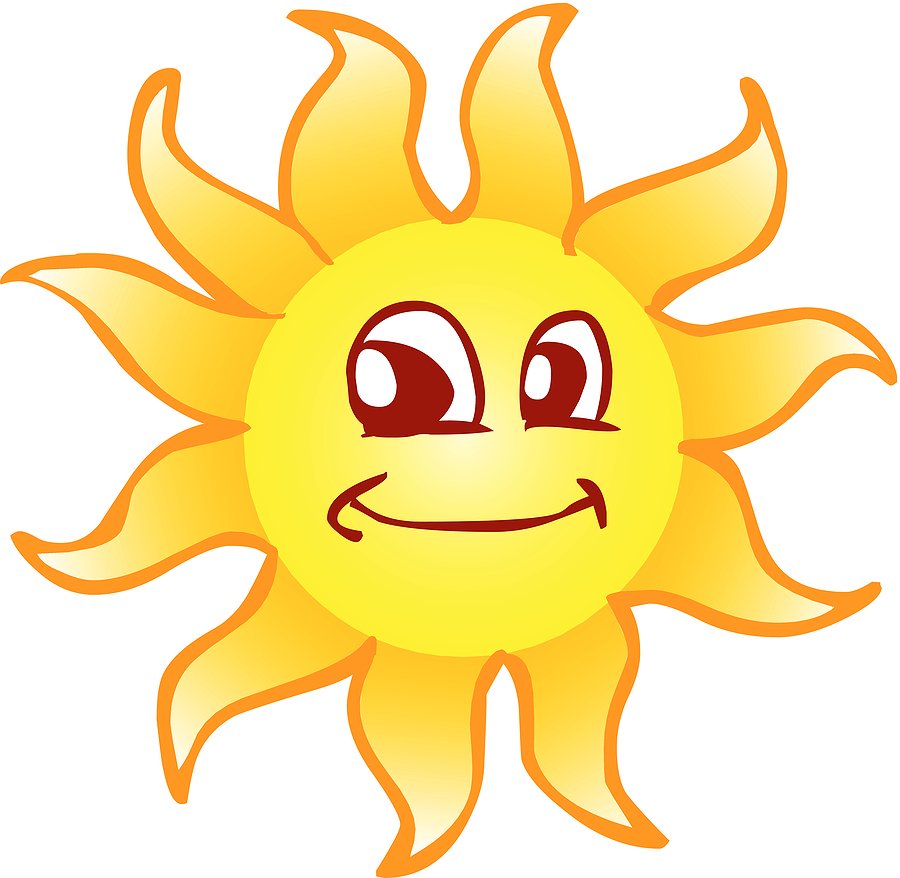 Веселое солнышко на прозрачном фоне