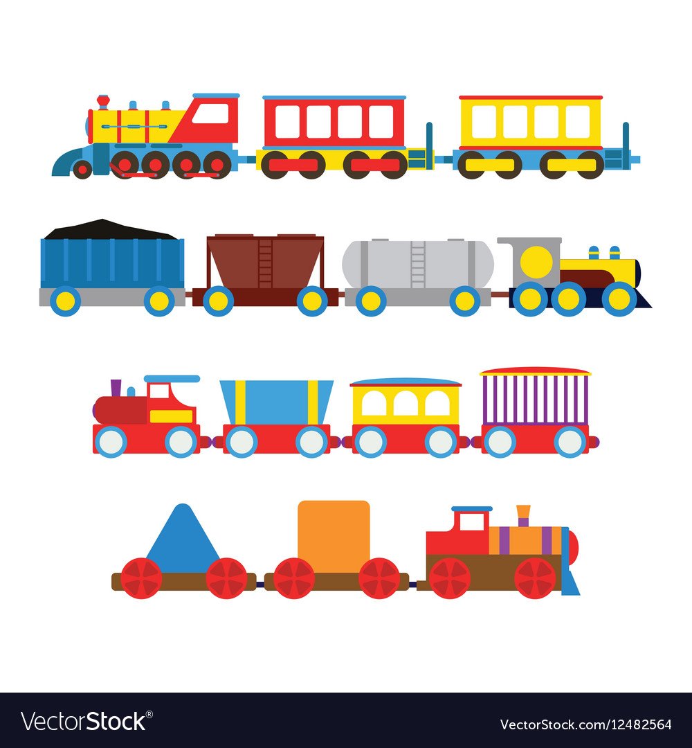 Паровозик с вагончиками вектор