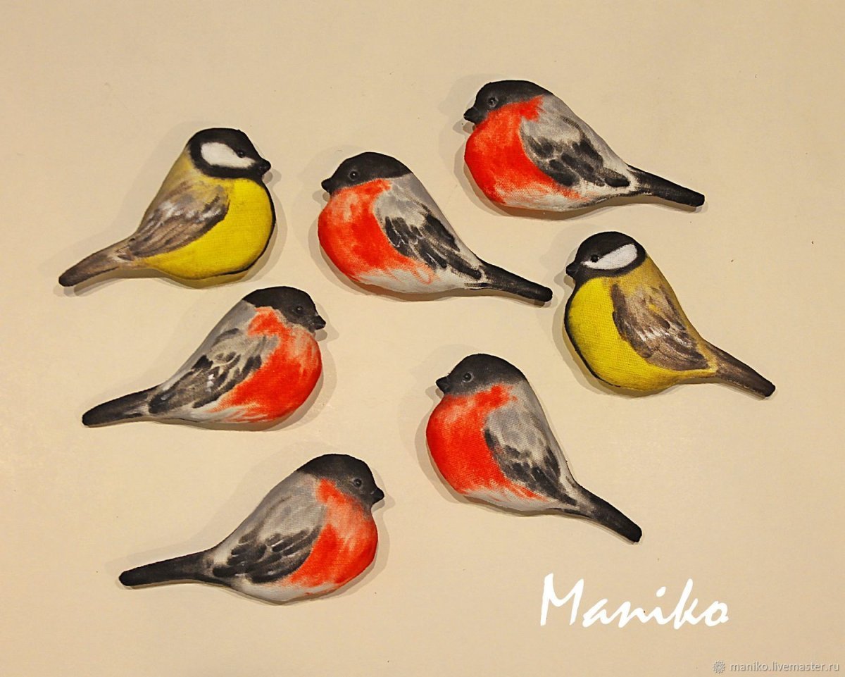Рисованные синички и Снегири