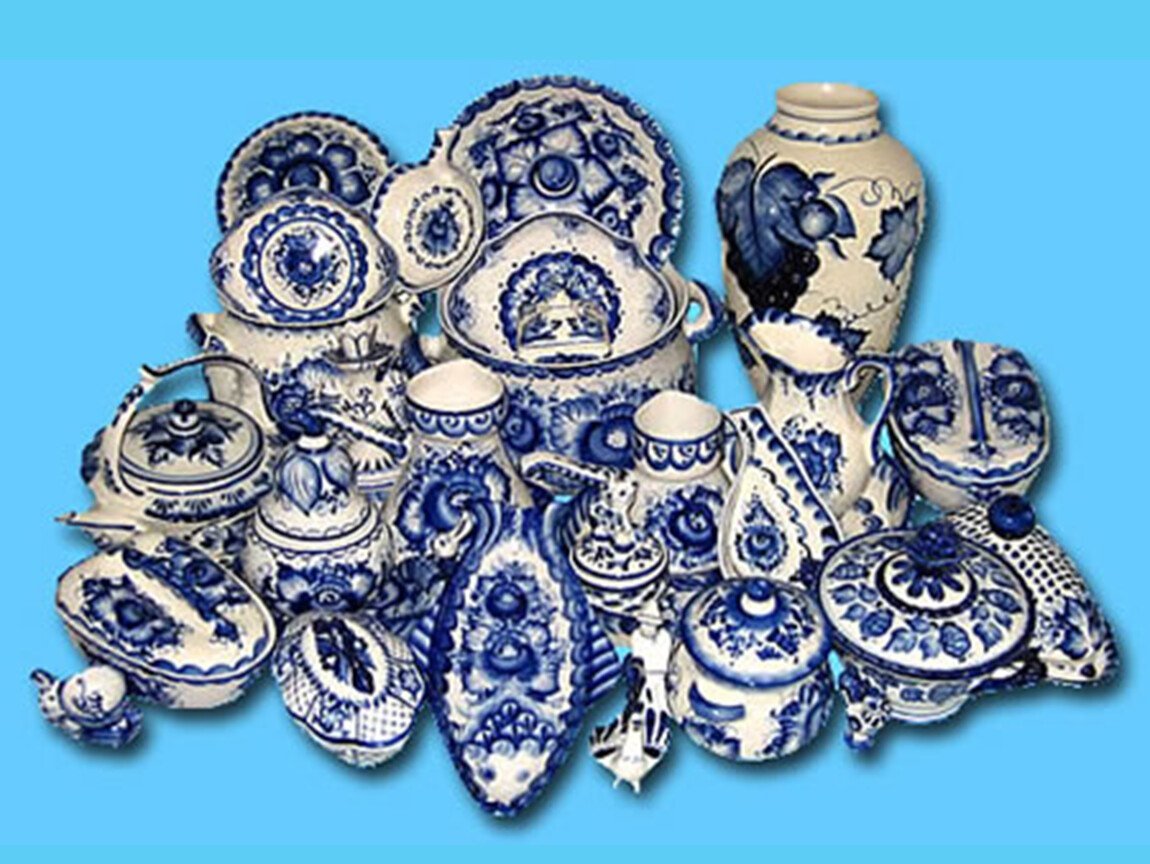 Русские народные промыслы Гжель и Хохлома