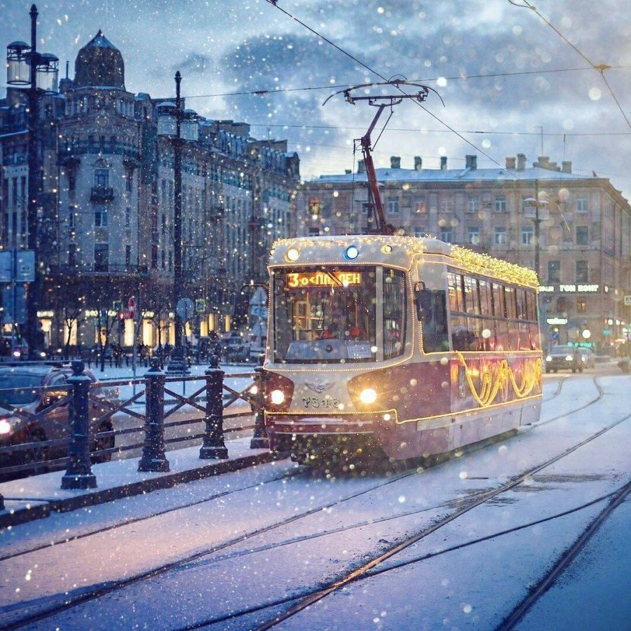 Трамваи Санкт-Петербурга зима