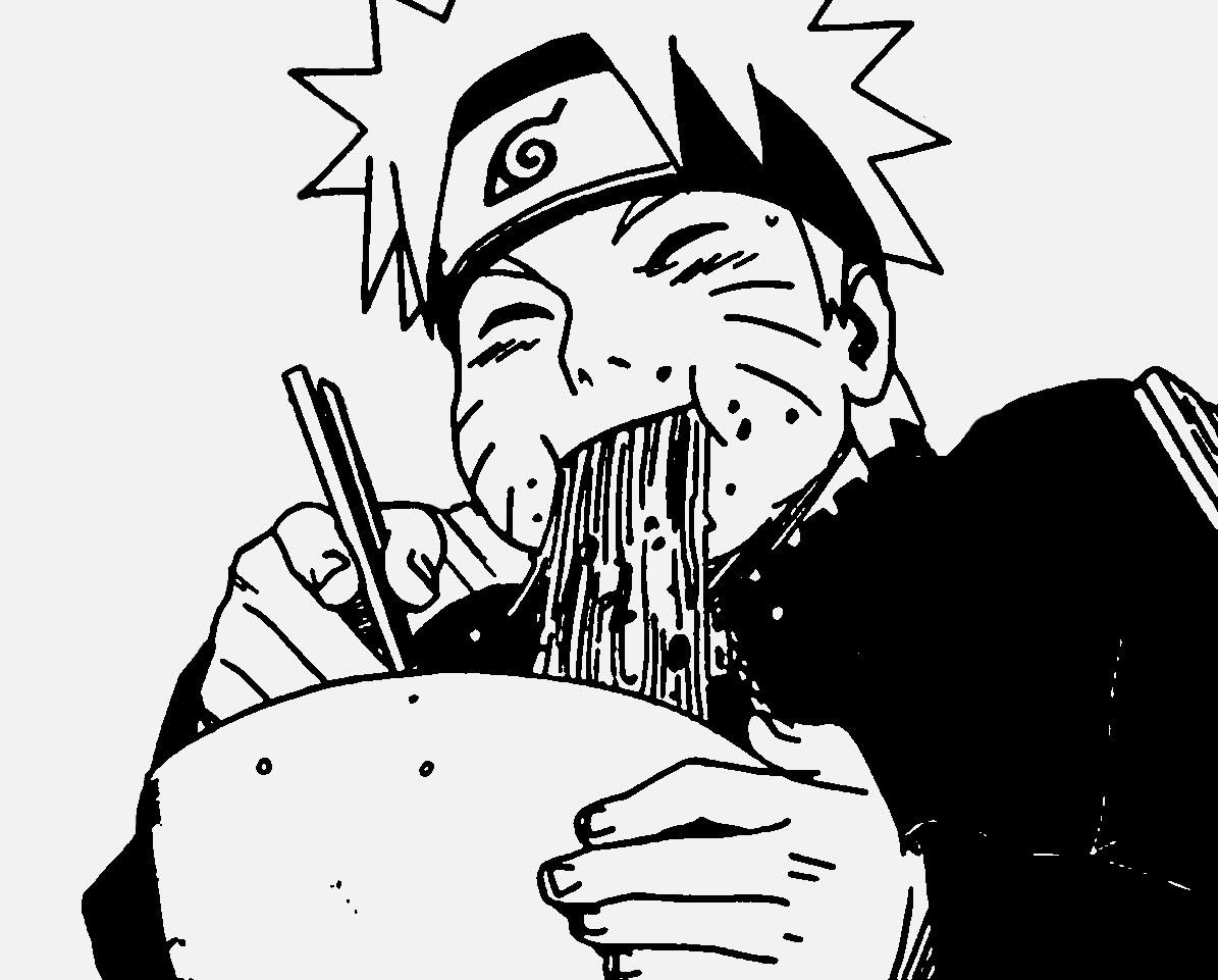 Наруто есть рамен черно белый