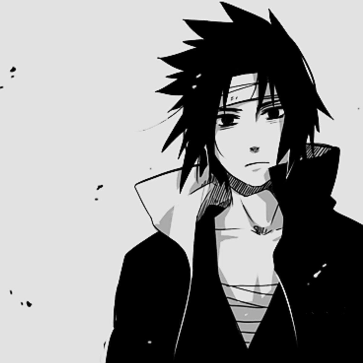 Саске Учиха черно белый