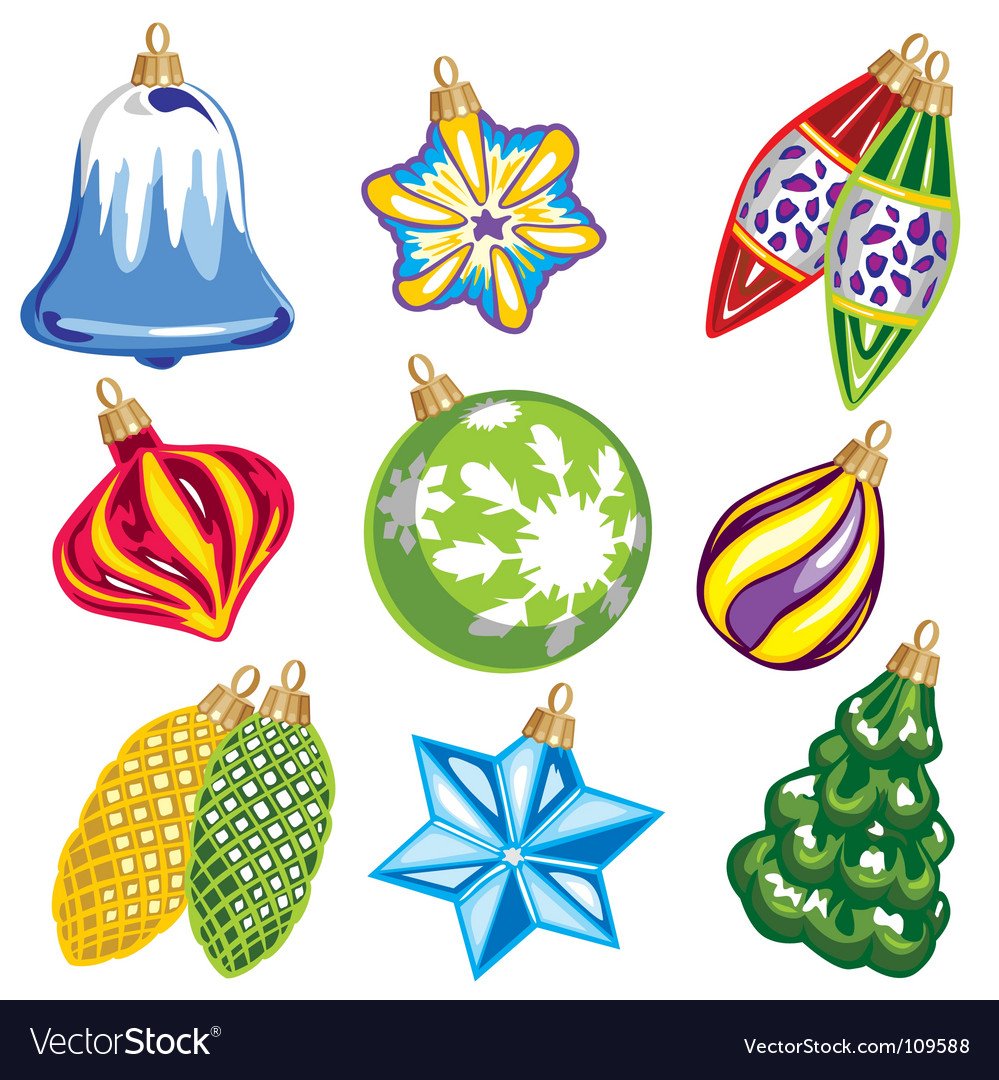 Игрушки на елку цветные для вырезания