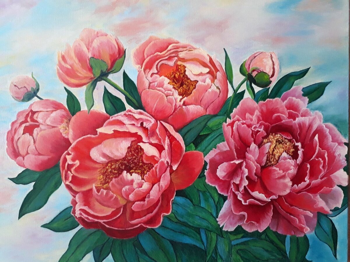Акварельные пионы Gyu