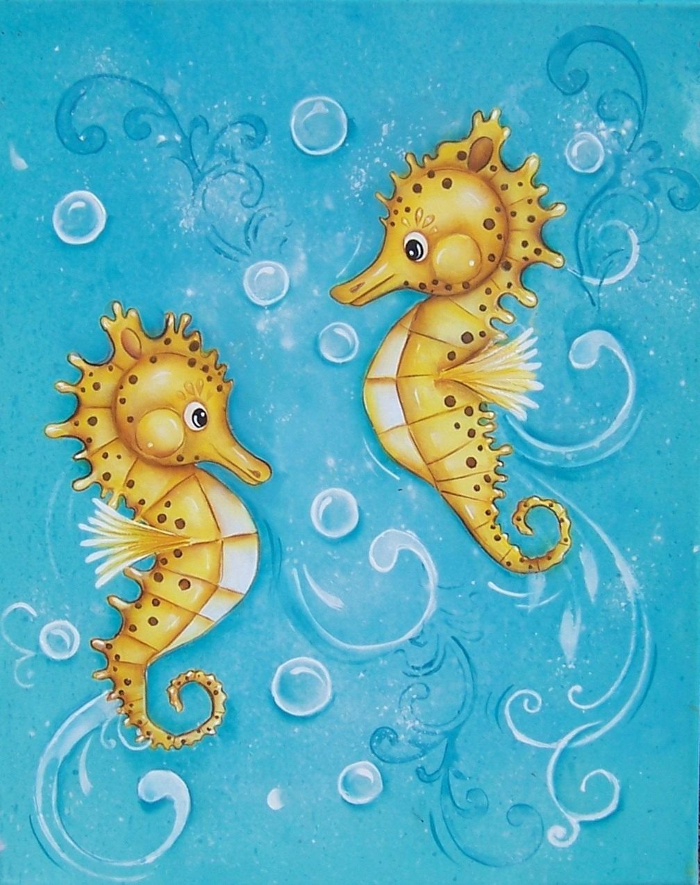 Морской конёк рисунок цветной
