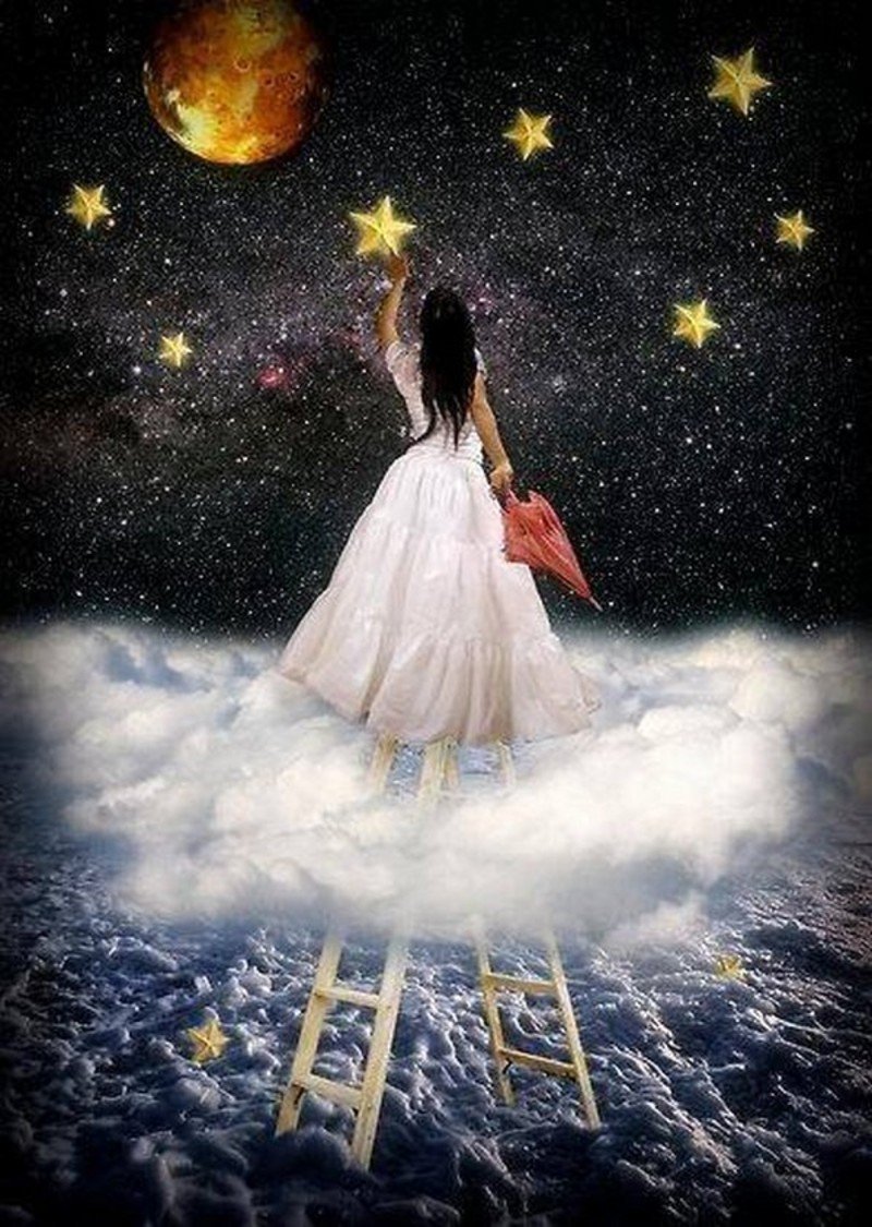 Девушка ночь звезды