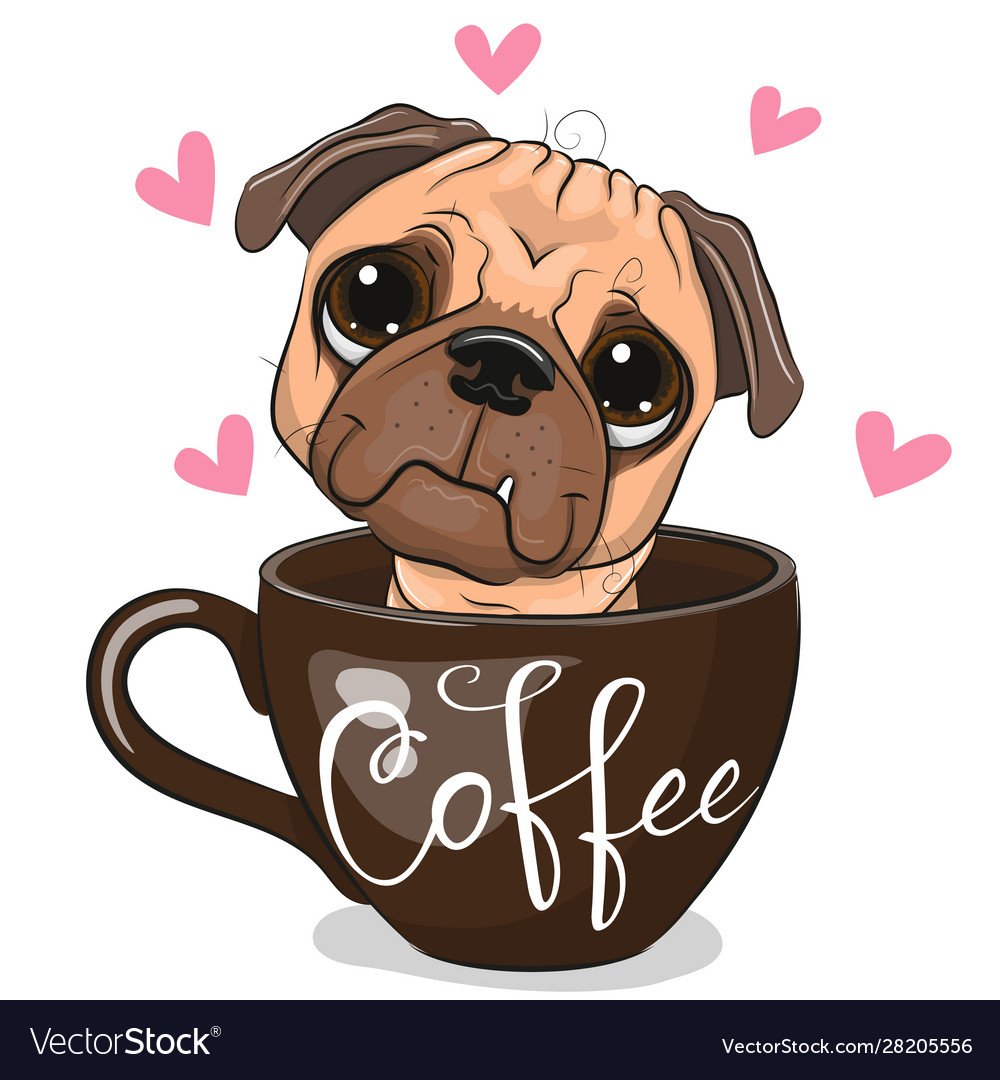 Мопс с кофе