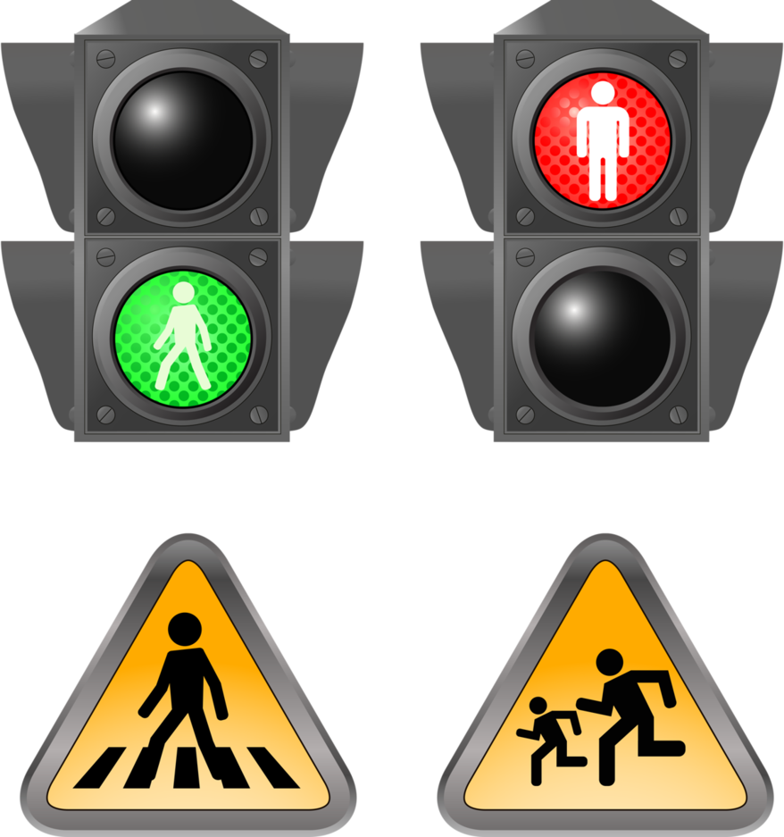 Пешеходный светофор без фона