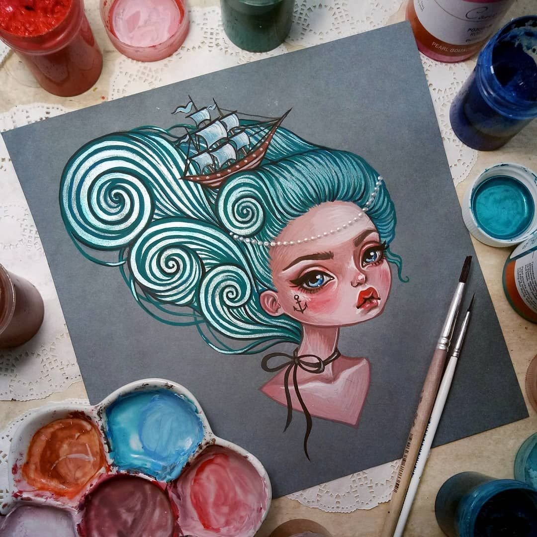 Гуашью в скетчбуке