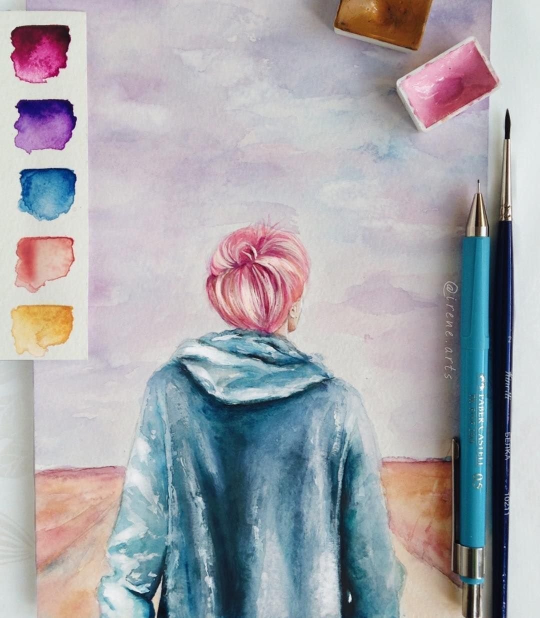 Рисунки акварелью для срисовки