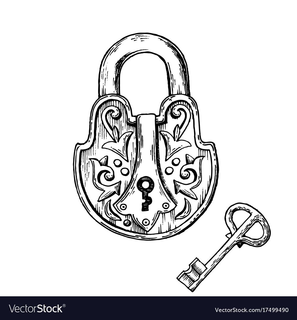 Трафарет замок и ключ