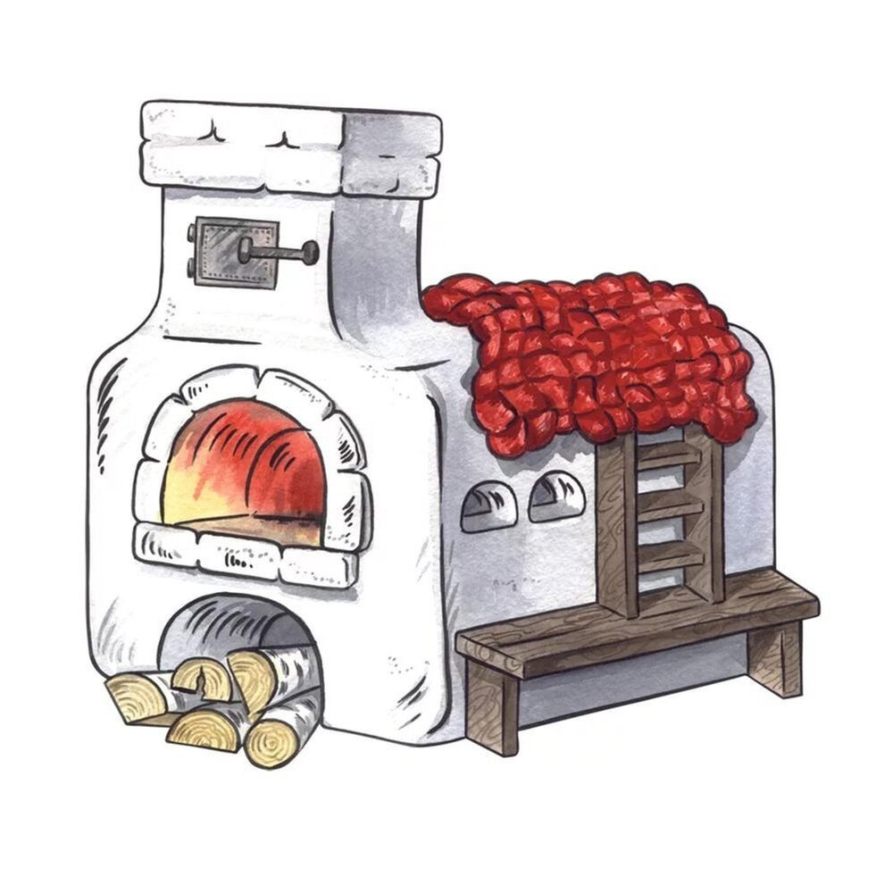 Русская печь рисунок карандашом