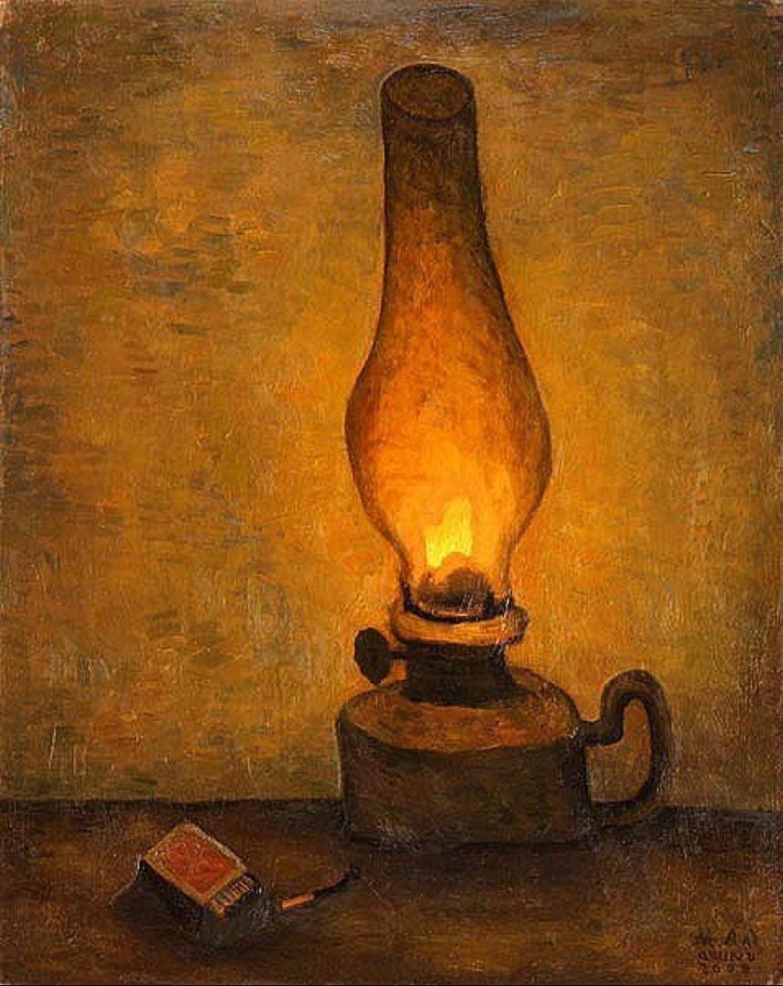 Старинная лампа керосинка картина