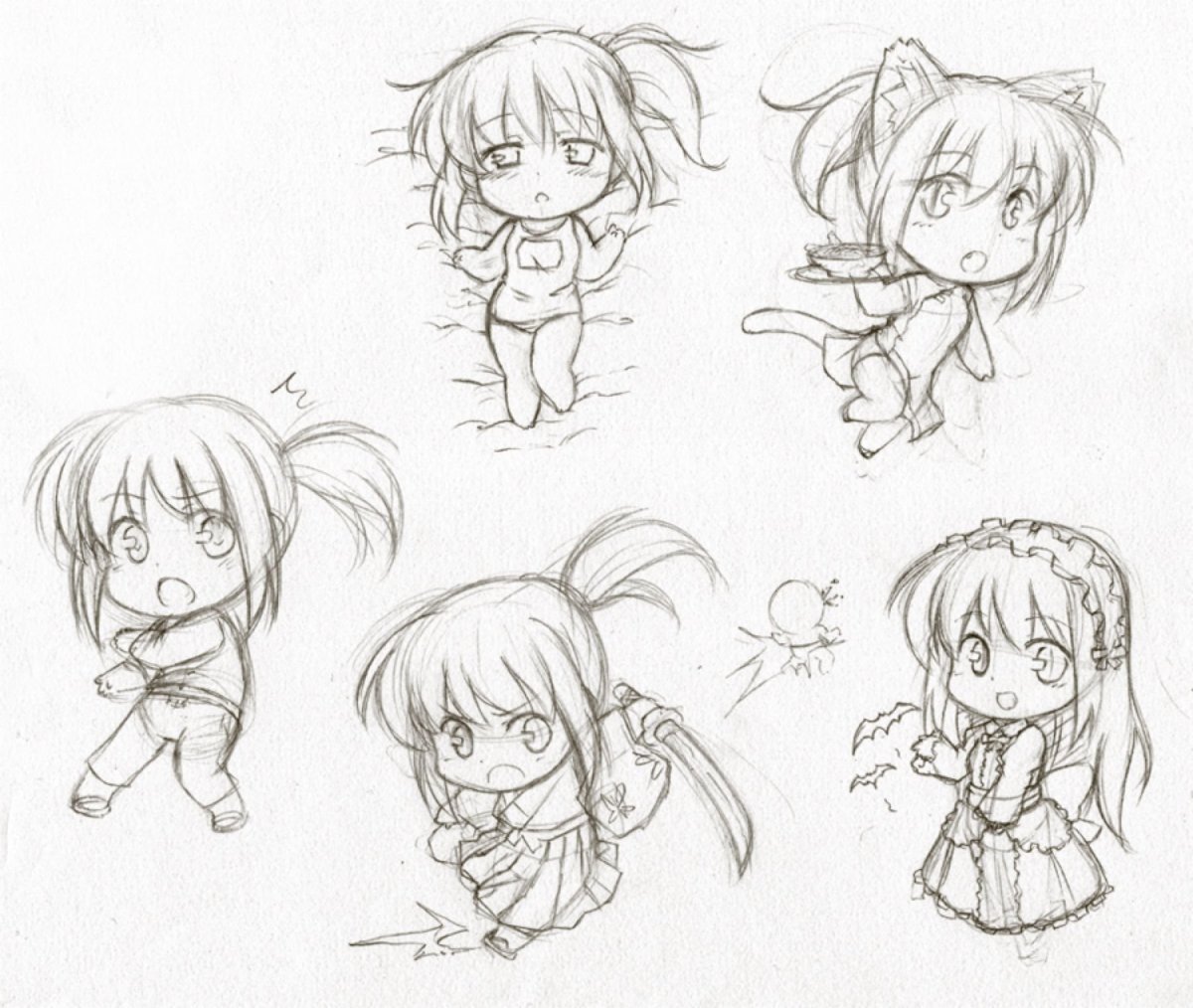 Аниме Чиби карандашом