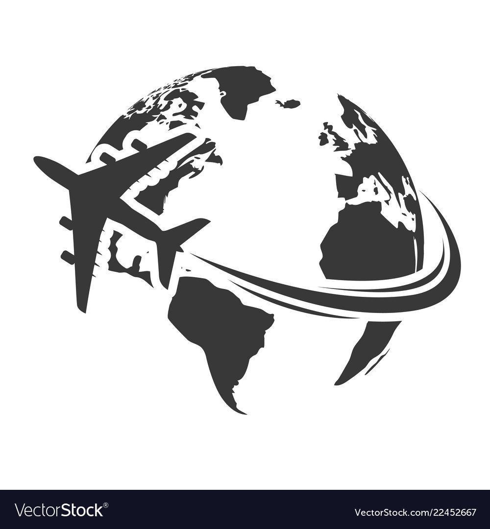 Логотип с планетой и самолетом