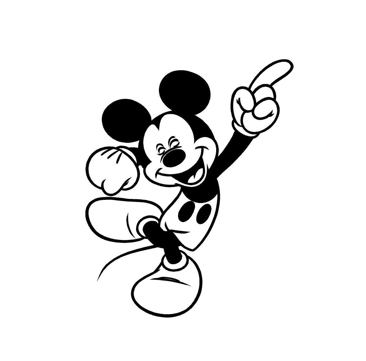 Микки Маус на белом фоне черно белый